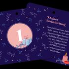 „Kleines Dankbarkeitsritual“. Vorderseite zeigt die Zahl 1 in einem Kreis mit Geschenk und Pflanzen.