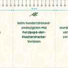 „Dein kreatives Talent beim hundertdreinundzwanzigsten Mal Furzipups-der-Knatterdrache-Vorlesen wurde fürs Bundesverdienstkreuz vorgeschlagen.“ Dekorative Blumenillustrationen und Maßangaben.