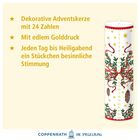 Dekorative Adventskerze mit 24 Zahlen, Golddruck. Jeden Tag bis Heiligabend ein Stückchen besinnliche Stimmung.