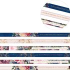 Texte auf Stiften, Blumenmuster: "Wo Blumen blühen...", "Genieße den Augenblick...", "Das wunderbarste Märchen...".