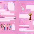 Das Bild ist ein farbenfrohes Formular zum Ausfüllen auf pinkem Hintergrund mit Illustrationen und Figuren aus einer Hexenwelt.