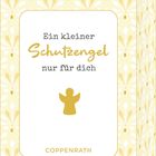 "Ein kleiner Schutzengel nur für dich" steht auf einer gelben, floral verzierten Schachtel mit Engel-Symbol und "COPPENRATH".