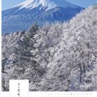 Jeder Tag ist ein guter Tag. Kalender für Januar 2027. Schneebedeckte Bäume vor einem Berg.