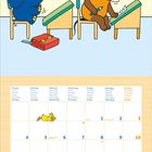 Ein Kalenderblatt für Januar 2027 mit einem Wochentage- und Notizen-Bereich. Illustration: Elefant und Maus im Klassenzimmer.