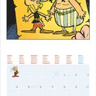 Das Kalenderblatt für Januar 2027 zeigt eine Illustration von Asterix und Obelix auf gelbem Papier. Unten ein Hund an einem Schild.