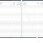 Kalendereintrag mit Daten: 29. Juni und 30. Juni. Enthält Uhrzeiten, Platz für Notizen, Symbole für Anrufe und E-Mails.