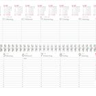 Kalender mit kleinem Monatsüberblick oben und täglicher Detailübersicht unten. Monat Januar, Jahr 2027, Beginn am 4.