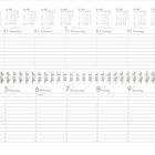 Kalender für Januar 2027. Wochentage oben: Montag bis Sonntag. Tage darunter. Spalten für Notizen. Spiralbindung sichtbar.