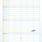 "Januar" steht oben. Wochentage und Zahlen in einer Kalenderansicht. Eine Figur mit Flügeln tanzt mit einem Mädchen.