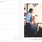 Kalenderseite mit Daten vom 22. bis 28. März. Rechts ein Gemälde. Ein Mann sieht eine Frau an, beide elegant gekleidet.