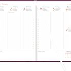 Kalender mit Wochentagen in mehreren Sprachen, Februar 1-7. Kalenderwoche 5. Spalten enthalten Punkte für Notizen.