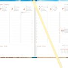 Kalender für Januar, Woche 1, mit Daten vom 4. bis 10. Januar, Notizfelder und einem Hintergrund mit Strandmotiv.