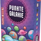 Texte: "PUNKTE GALAXIE", "Familie", "10+", "15-40", "1-5". Illustration: Bunte Planeten vor lila Hintergrund.