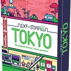 Text: "Next Station: Tokyo. Strategisch planen, clever punkten." Illustration: Buntes Stadtbild mit Zug und Gebäuden.