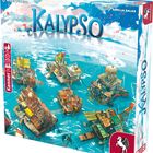 "KALYPSO" in großen Buchstaben. Unter Wasser schwimmende Plattformen und Gebäude, Pegasus Spiele Logo links unten.