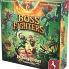 „Boss Fighters QR“ steht in großen Buchstaben. „Dschungelfieber Erweiterung“ darunter. Fantasievolle Dschungelszene mit Abenteurern und Kreaturen. Pegasus Spiele Logo unten rechts.