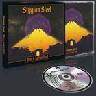 **Stygian Steel, Black Lotus Veil**: Ein Cover mit einem gelben Berg vor einem dunklen Hintergrund und einem lila Mond. CD davor.
