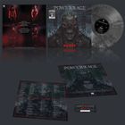 POWERAGE, BEAST. Dunkle, aggressive Gestaltung mit einer furchteinflößenden, metallischen Kreatur. Buchstaben in Grau.