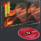 "Tokyo Blade", "Burning Down Paradise". Albumcover mit roten und gelben Flammen, ein Gesicht im Hintergrund.