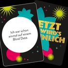 "Ich war schon einmal auf einem Blind Date." Farbige, verspielte Karten mit Sternen- und Blumenmotiven.