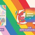 "Über 60 Karten. Pride Affirmationskarten. Be proud, be loud, be you! 64 Affirmationskarten. Bunte Kartenbox und Karten."