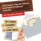 Löst jeden Tag ein Rätsel, ab 14 Jahren, 1-6 Personen, 5-15 Min. pro Rätsel. Illustration eines Umschlags mit Karten.