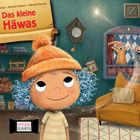 „Das kleine Häwas“ ist hervorgehoben. Ein Kind mit blauen Locken und orangefarbener Mütze lächelt fröhlich. Links ein Regal.