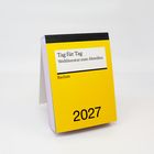 "Tag für Tag: Weltliteratur zum Abreißen. Reclam. 2027." Gelber Abreißkalender mit schwarzem Text.