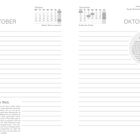 Kalender für den 2. und 3. Oktober, jeweils Samstag und Sonntag. Text "Einmal um die Welt" und Ratschläge zum Stressabbau.