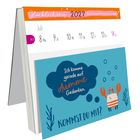 "Ich komme gerade auf dumme Gedanken. Kommst du mit?" Kalender für Juli 2027 mit einer roten und weißen Krabbe.