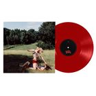 Zwei Menschen ringen auf einer grünen Wiese, daneben liegt eine rote Schallplatte mit einem Schriftzug im Zentrum.