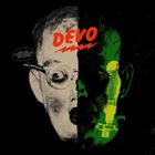 Text: "DEVO", "OHIO'S ONLY HAUNTED HOUSE WITH A LIVE, HIDEOUS REPTILE BABY!", "WHK AUDITORIUM". Ein Gesicht, halb Collage, Halb-Illustration.