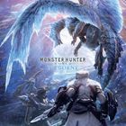 "Monster Hunter World: Iceborne" in eisiger Landschaft. Ein Jäger konfrontiert ein großes geflügeltes Wesen.