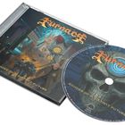 Texte: "Furnace", "Echoes of a Distant Future". CD und Cover, techno-futuristisches Design mit Schädel und Stadt.