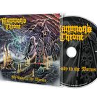 "Mammon's Throne" und "My Body to the Worms" in gotischer Schrift. Gruselige Illustration mit Friedhof und Skeletten.