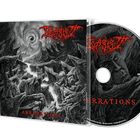 "XORSIST - ABERRATIONS" auf CD-Hülle, rote Schrift, düstere Illustration mit surrealen, chaotischen Motiven.