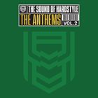 "The Sound of Hardstyle: The Anthems Vol. 2" oben, grüner Hintergrund, geometrisches Muster darunter.