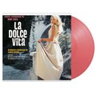 "La Dolce Vita" Soundtrack von Nino Rota, Dirigent Carlo Savina. Frau in langem Kleid vor antiker Kulisse. Rosa Vinyl.