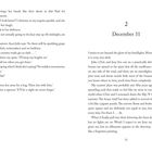 Seite 11, Kapitel 2, "December 31." Text beschreibt eine nächtliche Fahrt, Erinnerungen und ein Haus auf dem Land.