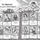 "The Olympians. Twelve gods of Mount Olympus". Illustrationen der griechischen Götter in antikem Stil vor einem Berg.