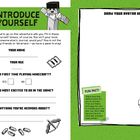 „Introduce Yourself“ und „Draw Your Avatar Here“. Links Fragen und Felder zum Ausfüllen, rechts ist Platz zum Zeichnen.