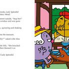 Text erzählt von Little Miss Marple und Freunden im Teehaus. Illustration: Bunte, runde Charaktere erschrocken am Tisch.