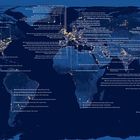 IMAGE LOCATIONS. Weltkarte mit markierten Punkten und Ortsnamen. Ursprung ausgewählter Bilder der 2025 Konkurrenz.