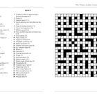 Links sind Kreuzworträtsel-Hinweise für "Across" und "Down". Rechts ein leeres Kreuzworträtselgitter.