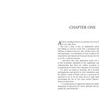 "CHAPTER ONE: All that's standing between me and the rest of my life is a man in very ugly shoes." Text auf weißem Hintergrund.