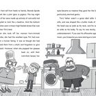 Text beschreibt Brenda Spode: klein, mit rotem Bienenkorb-Haar, und Tim's stämmigen Vater. Illustration zeigt beide in Küche.