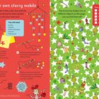 Links: Anleitung zur Herstellung eines Stern-Mobiles. Rechts: Suche nach versteckten Objekten wie Sterne und Figuren.