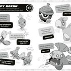 "Happy Hoenn" oben, mit mehreren Witzen wie "It was feeling under the feather!" Verschiedene Pokémon in Comic-Stil.
