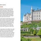 Text: Dunrobin Castle, at least 2 hours.

Links Text über die Geschichte von Dunrobin Castle. Rechts Bild: Schlos mit Türmchen, grüner Garten.