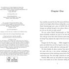 Text auf der linken Seite: Verlag und Copyright-Informationen. Rechter Text: "Chapter One", mit einer Erzählung über Izzy und Billie.